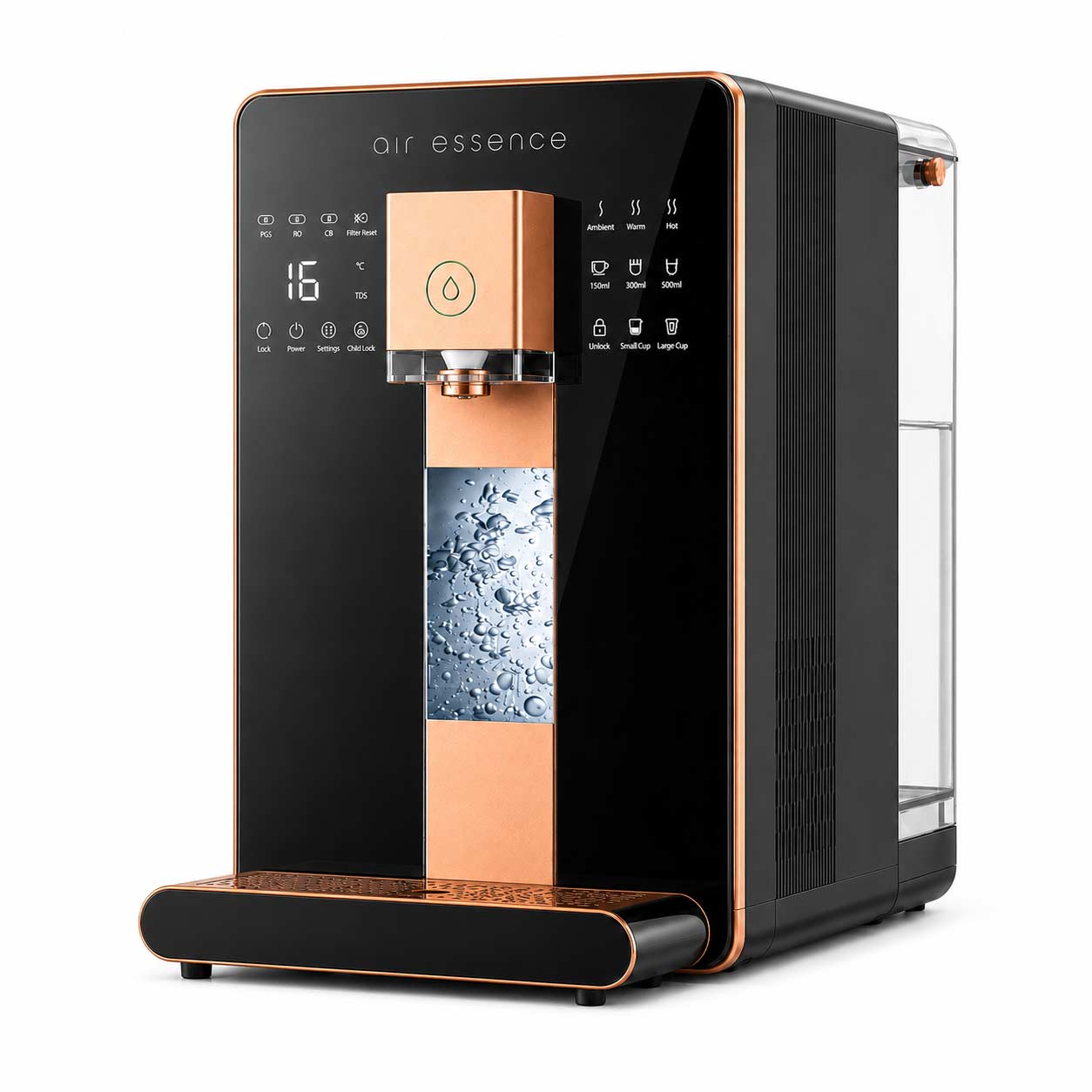 Air Essence™ Zephyr H₂Gen2 Noir filtre à eau 2-en-1 avec osmose inverse et générateur d’hydrogène